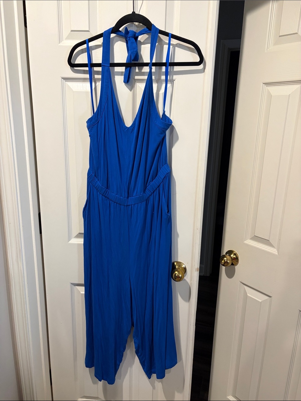 torrid (1) XL super soft Royal Blue Halter One-Piece cropped length Jumpsuit